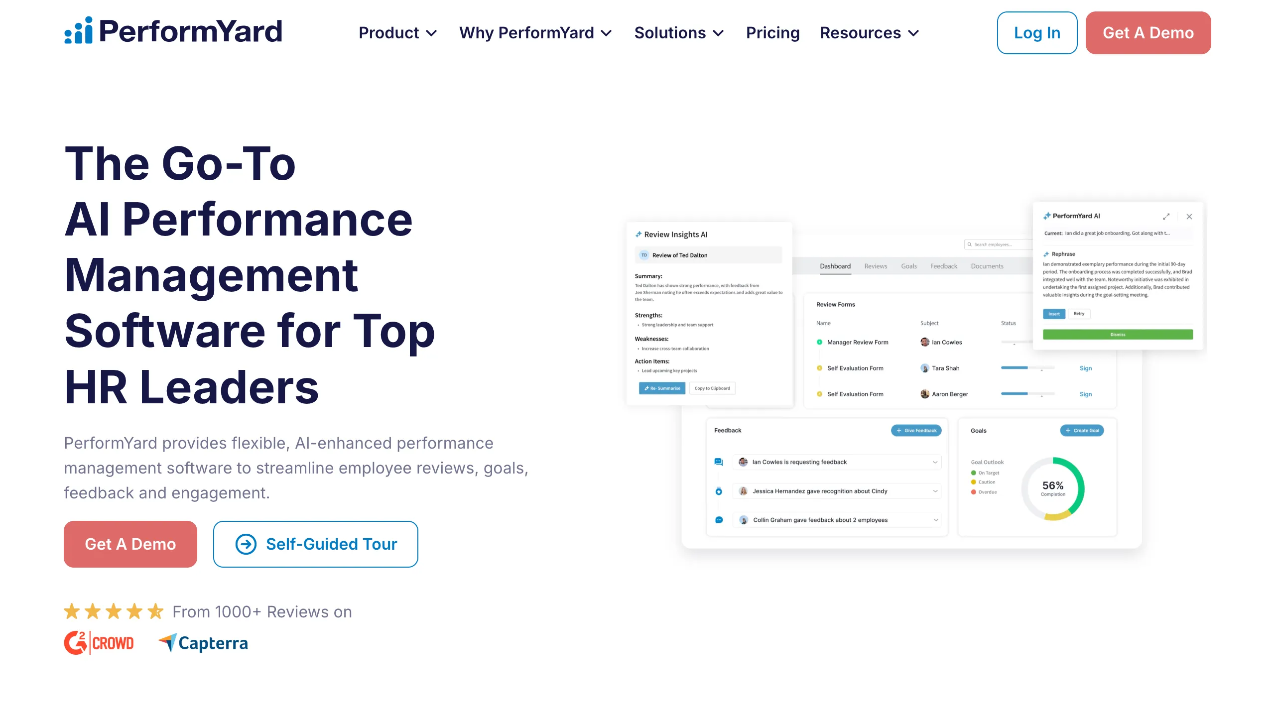 PerformYard is a customizable performance review platform designed for mid-sized companies and service-oriented teams.
