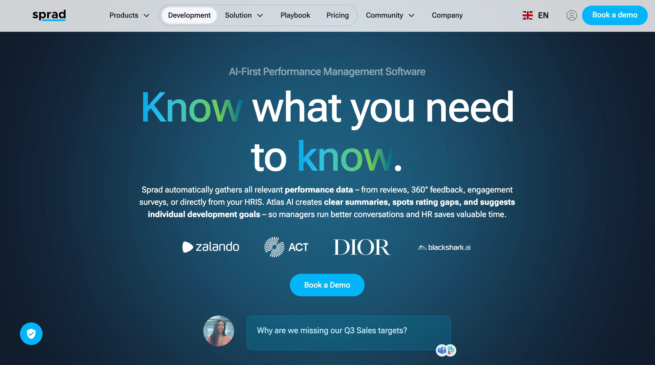 Sprad automatically gathers all relevant performance data — from reviews, 360° feedback, engagement surveys, or directly from your HRIS.